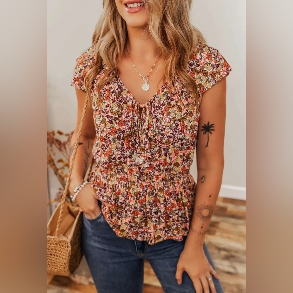 152 - Floral Cap Sleeve Top